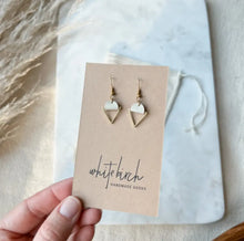 Load image into Gallery viewer, Leather & Brass Triangle Earrings Acorn Home + Apparel