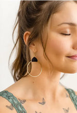 Load image into Gallery viewer, Leather & Brass Circle Earrings Acorn Home + Apparel