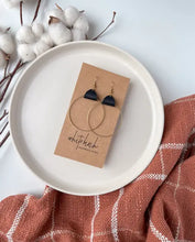 Load image into Gallery viewer, Leather & Brass Circle Earrings Acorn Home + Apparel