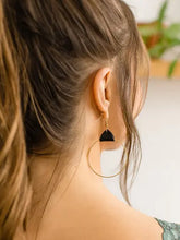 Load image into Gallery viewer, Leather & Brass Circle Earrings Acorn Home + Apparel