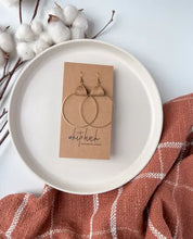 Load image into Gallery viewer, Leather & Brass Circle Earrings Acorn Home + Apparel