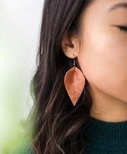 Load image into Gallery viewer, Distressed Leather Leaf Earrings