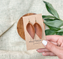Load image into Gallery viewer, Distressed Leather Leaf Earrings