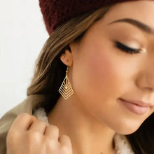 Load image into Gallery viewer, White Birch art deco brass earrings made in Canada.