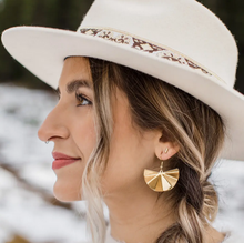 Load image into Gallery viewer, White birch brass sparkle statement earrings made in Canada.