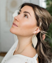 Load image into Gallery viewer, Distressed Leather Leaf Earrings Acorn Home + Apparel