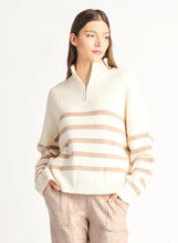 Load image into Gallery viewer, Cream Stripe Half Zip Acorn Home + Apparel