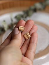 Load image into Gallery viewer, Olivewood Square Stud Earrings Acorn Home + Apparel