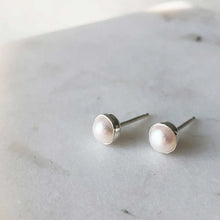 Load image into Gallery viewer, Pearl Gemstone Stud Earrings Acorn Home + Apparel