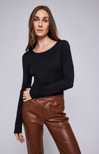 Load image into Gallery viewer, Gentle Fawn long sleeve black top, scoop neck back.
