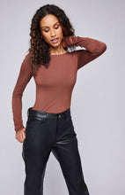 Load image into Gallery viewer, Gentle Fawn long sleeve cognac top, scoop neck back.
