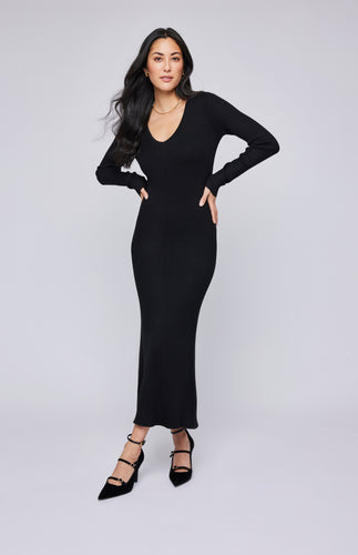 Gentle Fawn Blakely knit black midi length dress.