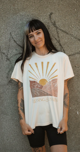 Jackson rowe band tee chasing sunsets. 