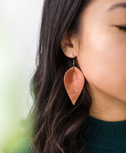 Load image into Gallery viewer, Distressed Leather Leaf Earrings
