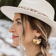 Load image into Gallery viewer, White birch brass sparkle statement earrings made in Canada.
