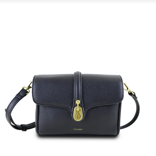 Pixie Mood Lock Crossbody purse soft vegan leather, black.