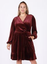 Load image into Gallery viewer, Velvetine Wrap Dress
