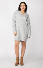 Load image into Gallery viewer, Dex vneck grey sweater dress.
