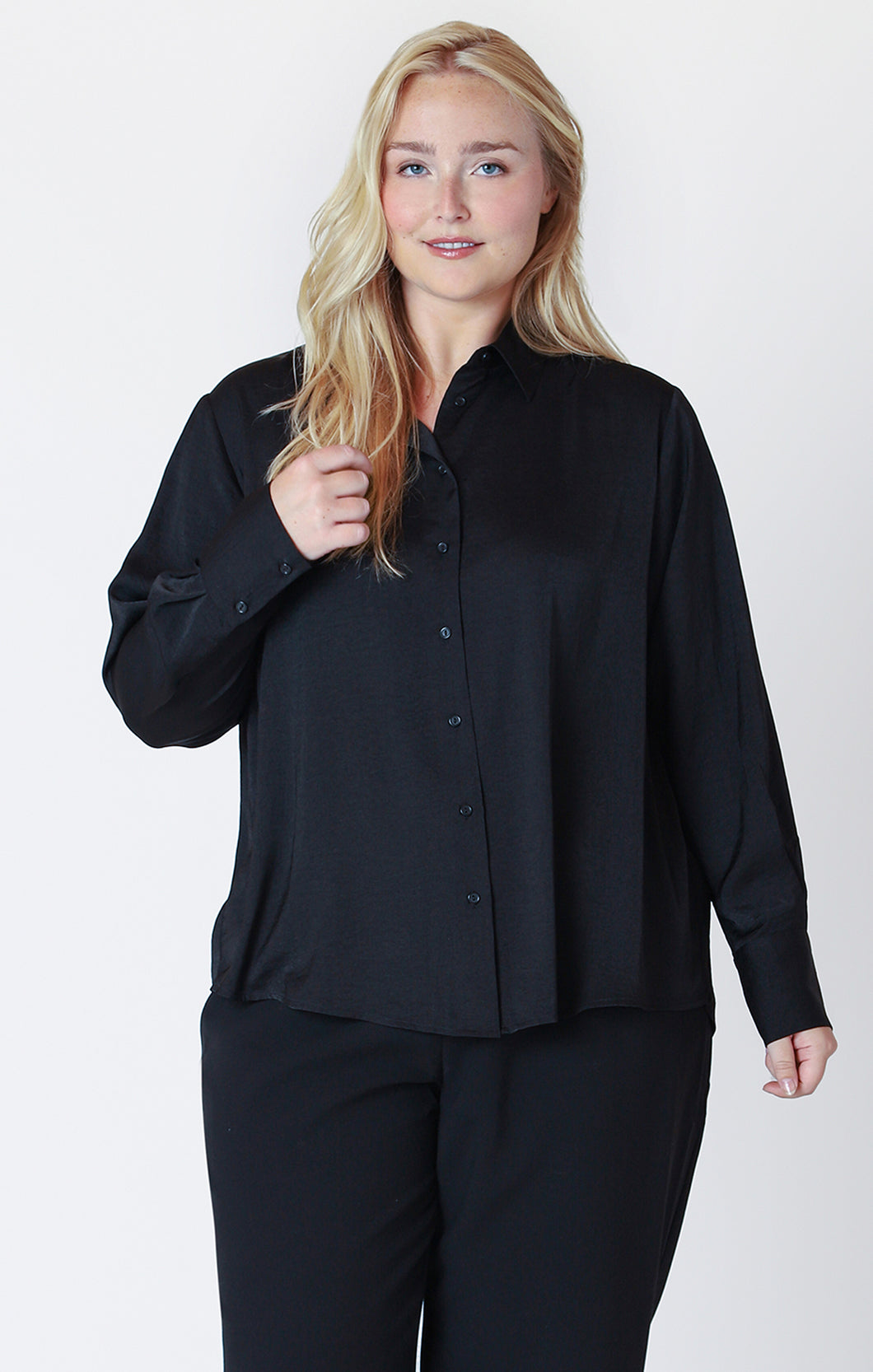 Dex black plus size blouse satin silk.