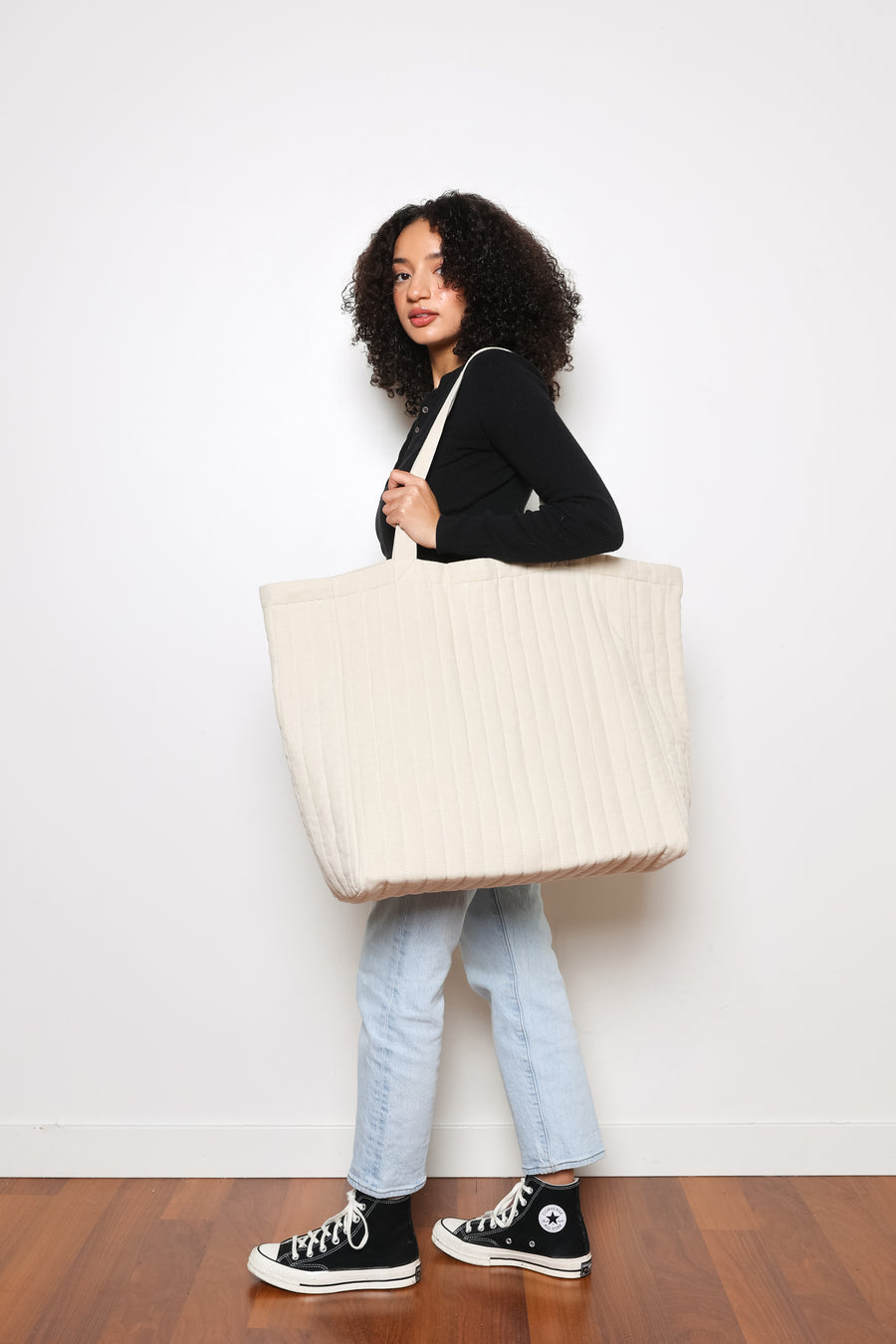 Tofino Towel oversized quilted tote Esme natural. 